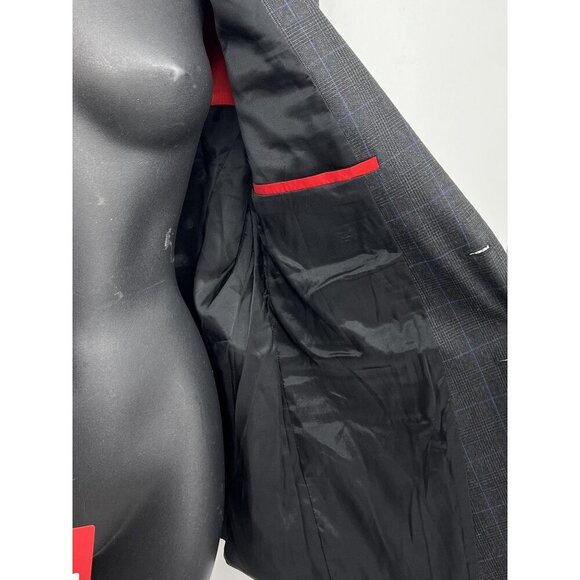 Hugo Mens Gray Checkered Two-Button Blazer Size 38 S 38S Lined Work Pockets New - Picture 8 of 11